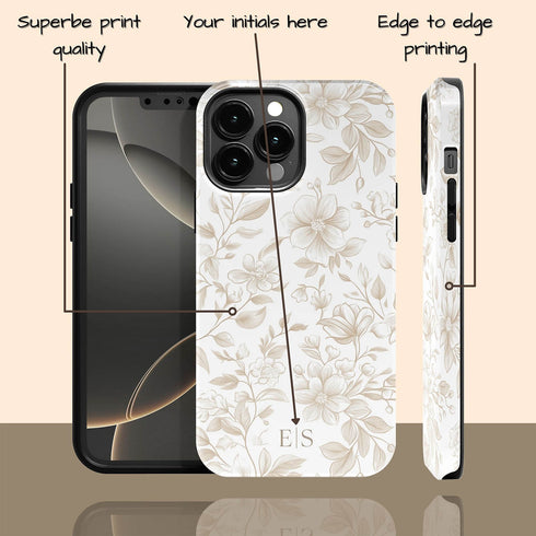 Custom Initials French Toile De Jouy iPhone Case V3